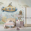 Underwater Exploration Mural Wallpaper — Vintage Deep Sea Design Mural Wallpaper - room preview 02