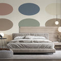 Minimalist Retro Oval Geometric Mural Wallpaper — Soft Palette Mural Wallpaper - room preview 02