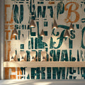 Distressed Typography Collage Mural Wallpaper — Industrial Urban Style Mural Wallpaper - room preview 02