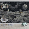 Lunar Exploration Mural Wallpaper —Vintage Space Sketch Style Mural Wallpaper - room preview 02