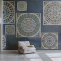 Watercolor Mandala Tile Mural Wallpaper — Bohemian Mediterranean Style Mural Wallpaper - room preview 02