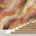 Abstract Swirl Mural Wallpaper — Warm Terracotta and Ochre Brushstrokes Mural Wallpaper - room preview 02