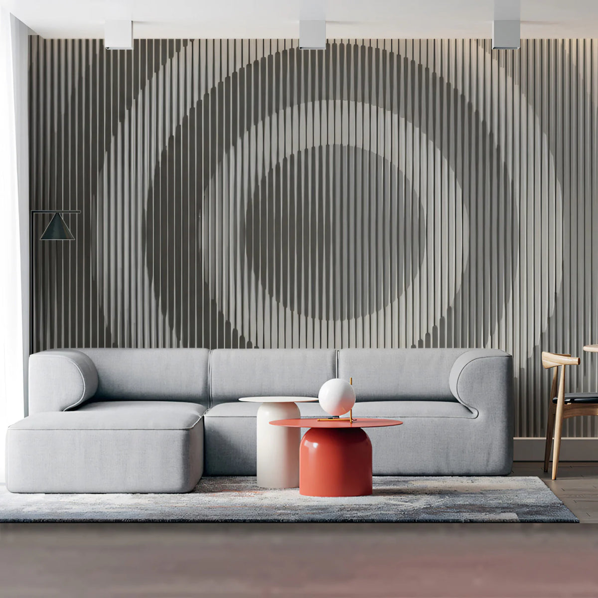Optical Circle Mural Wallpaper — Modern Monochrome Geometric Art Mural Wallpaper - room preview 02