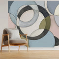 Abstract Intersecting Circles Mural Wallpaper — Modern Ring Design Mural Wallpaper - room preview 02