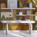 Abstract Geometric Mural Wallpaper — Retro Mid-Century Shapes Mural Wallpaper - room preview 02