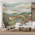 Tuscan Hillside Mural Wallpaper — Painterly Countryside Landscape Mural Wallpaper - room preview 02