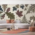 Vintage Autumn Botanical Mural Wallpaper in Rich Earthy Tones Mural Wallpaper - room preview 02