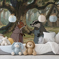 Storybook Woodland Friends Mural Wallpaper — Whimsical Forest Decor Mural Wallpaper - room preview 02