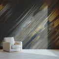 Diagonal Brushstroke Mural Wallpaper in Navy and Metallic Gold Mural Wallpaper - room preview 02