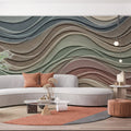 Fluid Wave 3D Mural Wallpaper — Abstract Layered Texture Design Mural Wallpaper - room preview 02