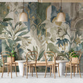 Watercolor Archway & Floral Mural Wallpaper — Sage and Gold Mural Wallpaper - room preview 02