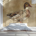 Mallard Duck Nature Illustration Mural Wallpaper — Vintage Art Style Mural Wallpaper - room preview 02