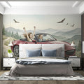 Road Trip Adventure Watercolor Mural Wallpaper — Scenic Mountain Drive Mural Wallpaper - room preview 02