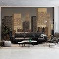Modern Urban Skyline Mural Wallpaper — Sleek Minimalist Decor Mural Wallpaper - room preview 02
