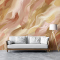 Abstract Sand Swirls Mural Wallpaper — Warm Fluid Art Mural Wallpaper - room preview 02