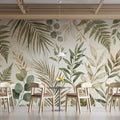Botanical Watercolor Leaf Mural Wallpaper with Gold Accents Mural Wallpaper - room preview 02
