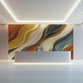 Fluid Abstract Mural Wallpaper — Wabi-Sabi Gold Wave Mural Wallpaper - room preview 02