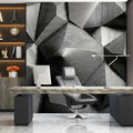 Monochrome Geometric Diamond Mural Wallpaper — Modern Optical Illusion Mural Wallpaper - room preview 02
