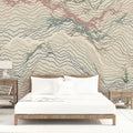 Topographic Contour Line Mural Wallpaper — Modern Abstract Art Mural Wallpaper - room preview 02