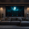 Cinematic Spotlight Theater Wallpaper Dark Moody Cinema Room Mural Empty Movie Seats Wall Art Mural Wallpaper - room preview 02