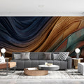 Geological Layered Rock Mural Wallpaper — Abstract Earth Tone Decor Mural Wallpaper - room preview 02