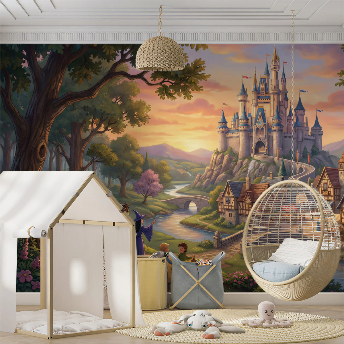 Fairytale Kingdom Mural Wallpaper — Magical Storybook Landscape Mural Wallpaper - room preview 02