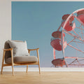Ferris Wheel Pastel Sky Mural Wallpaper — Whimsical Summer Decor Mural Wallpaper - room preview 02