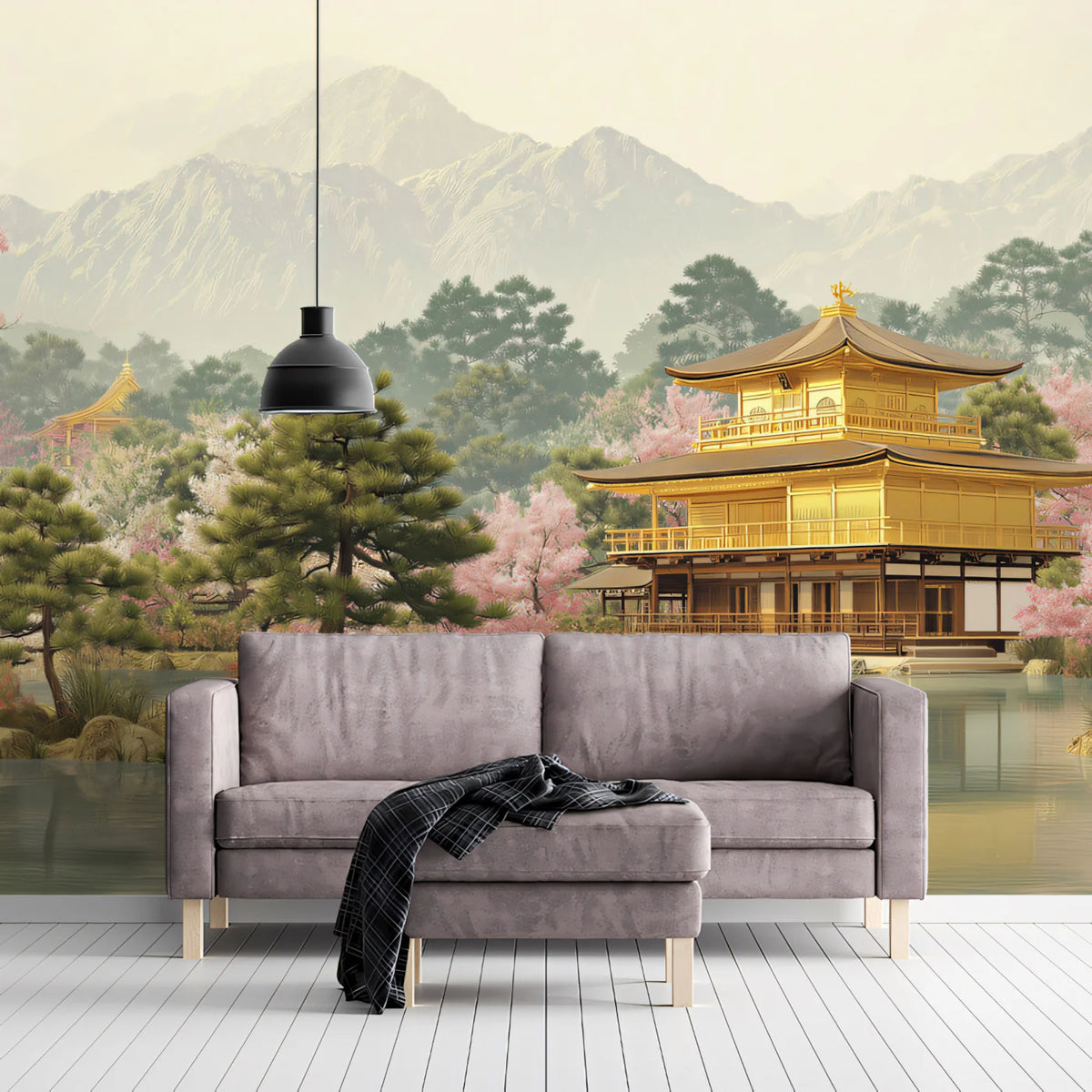 Kyoto Golden Pavilion Mural Wallpaper — Japanese Landscape Decor Mural Wallpaper - room preview 02
