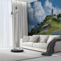 Lush Green Hill Lighthouse Wallpaper Impasto Oil Painting Nature Mural Bluebonnet Field Wall Art Mural Wallpaper - room preview 02
