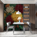 Victorian Chrysanthemum Mural Wallpaper — Moody Floral Heritage Mural Wallpaper - room preview 02