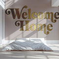Welcome Home Gold Typography Mural Wallpaper — Minimalist Decor Mural Wallpaper - room preview 02