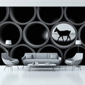 Industrial Deer Silhouette Mural Wallpaper — Modern Monochrome Art Mural Wallpaper - room preview 02