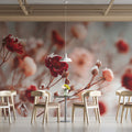 Winter Rose Garden Mural Wallpaper — Soft Frosted Floral Design Mural Wallpaper - room preview 02