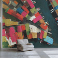 Aerial Mediterranean Village Mural Wallpaper — Colorful Art Mural Wallpaper - room preview 02