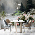 Winter Rose Path Mural Wallpaper — Impressionist Oil Painting Mural Wallpaper - room preview 02