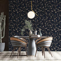 Midnight Botanical Trailing Vine Mural Wallpaper — Classic Decor Mural Wallpaper - room preview 02