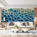 Coastal Sea Foam Mural Wallpaper — Modern Fluid Art Mural Wallpaper - room preview 02