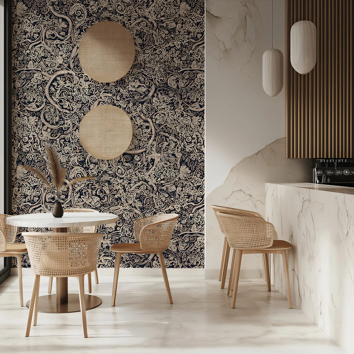 Tangled Filigree Mural Wallpaper — Gothic Maximalist Aesthetic Mural Wallpaper - room preview 02