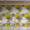 Chrysanthemum Bloom Mural Wallpaper — Energetic Botanical Art Mural Wallpaper - room preview 02