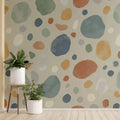Abstract Watercolor Pebble Mural Wallpaper — Boho Earth Tone Design Mural Wallpaper - room preview 02