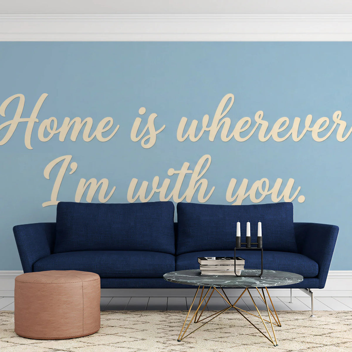 Home Quote Mural Wallpaper — Minimalist Cursive Typography Mural Wallpaper - room preview 02