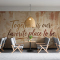 Rustic Quote Wall Mural — Distressed Plaster Script Wallpaper Mural Wallpaper - room preview 02