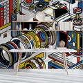 Exploded Camera Pop Art Mural Wallpaper — Isometric Photography Mural Wallpaper - room preview 02