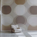 Overlapping Circles Mural Wallpaper — Soft Neutral Mid-Century Style Mural Wallpaper - room preview 02