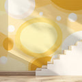 Floating Sunny Orbs Mural Wallpaper — Playful Yellow Abstract Mural Wallpaper - room preview 02