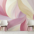 Abstract Organic Curves Mural Wallpaper — Soft Dusty Rose & Cream Mural Wallpaper - room preview 02