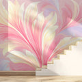 Ethereal Pastel Floral Swirl Mural Wallpaper — Soft Fluid Art Mural Wallpaper - room preview 02