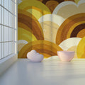 Retro Arches Mural Wallpaper — Ochre Yellow & Earthy Brown Mural Wallpaper - room preview 02