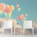 Floating Pastel Balloon Mural Wallpaper —Whimsical Sky Design Mural Wallpaper - room preview 02