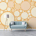 Organic Pebble Mural Wallpaper — Soft Apricot and Cream Circles Mural Wallpaper - room preview 02